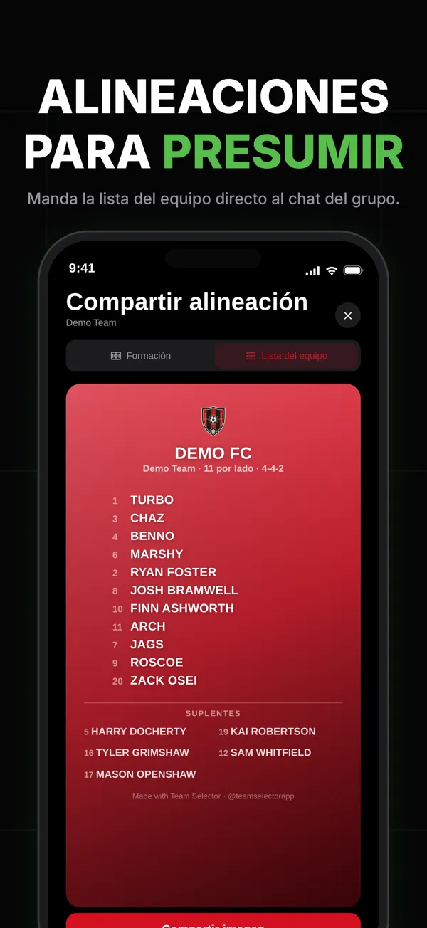 Team list share